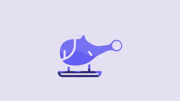 Blue Helicopter Aircraft Vehicle Icon Isolated Purple Background Video Motion — 비디오