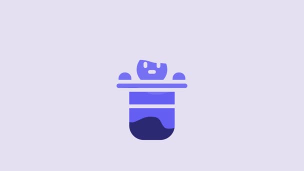 Blue Magician Hat Rabbit Icon Isolated Purple Background Magic Trick — Vídeos de Stock