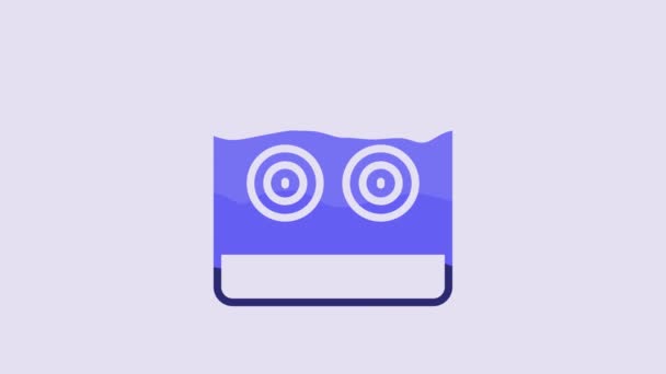 紫色の背景に隔離されたブルーシューティングギャラリーアイコン 4Kビデオモーショングラフィックアニメーション — ストック動画