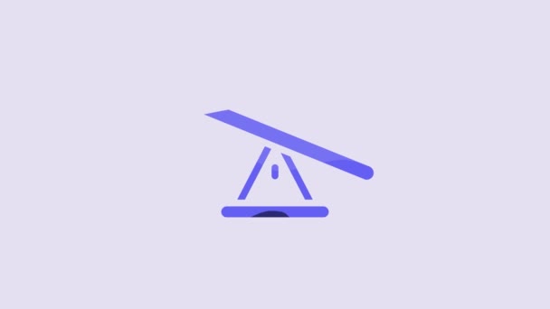 Blue Seesaw Icon Isolated Purple Background Teeter Equal Board Playground — Video