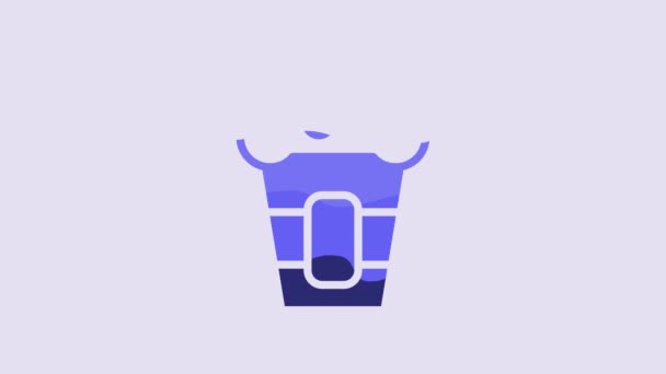 Blue Popcorn Cardboard Box Icon Isolated Purple Background Popcorn Bucket — Stock Video