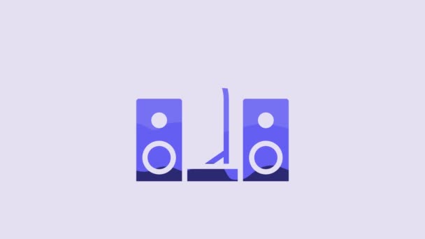 Blue Home Stereo Two Speaker Icon Isolated Purple Background Music — Stockvideo