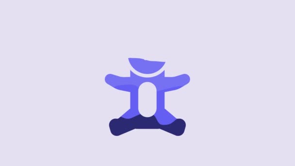 Niebieski Miś Pluszowy Ikona Zabawki Izolowane Fioletowym Tle Animacja Graficzna — Wideo stockowe