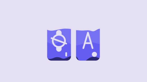 Icono Cartas Del Tarot Azul Aislado Sobre Fondo Púrpura Conjunto — Vídeos de Stock