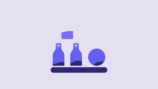 Blue Bottles Ball Icon Isolated Purple Background Video Motion Graphic — Video