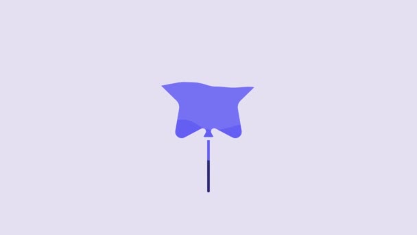 Blue Balloon Ribbon Icon Isolated Purple Background Happy Easter Video — Wideo stockowe