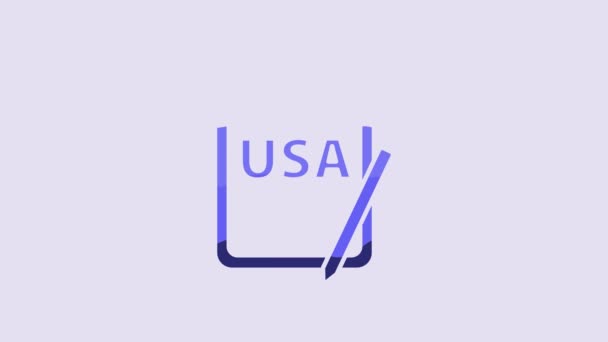 米国青紫色の背景に分離されたグラフィックタブレットのアイコンにアメリカの米国 4Kビデオモーショングラフィックアニメーション — ストック動画