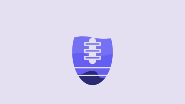 Blue American Football Ball Icon Isolated Purple Background Rugby Ball — 비디오