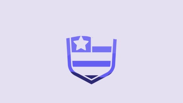 Blue Shield Stars Stripes Icon Isolated Purple Background United States — Vídeo de stock