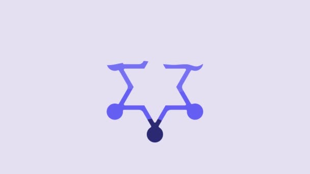 Icono Del Sheriff Blue Hexagram Aislado Sobre Fondo Púrpura Icono — Vídeos de Stock