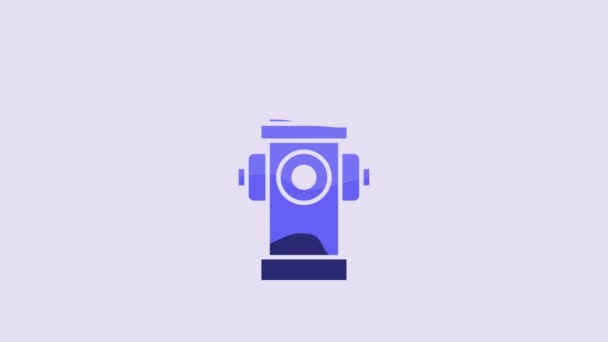 Blue Fire Hydrant Icon Isolated Purple Background Video Motion Graphic — Stok video