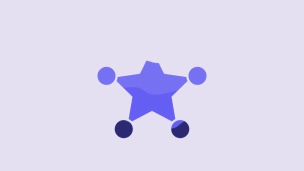 Blue Hexagram Sheriff Icon Isolated Purple Background Police Badge Icon — ストック動画
