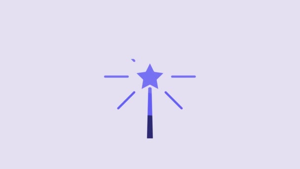 Icono Firework Azul Aislado Sobre Fondo Púrpura Concepto Fiesta Divertida — Vídeos de Stock
