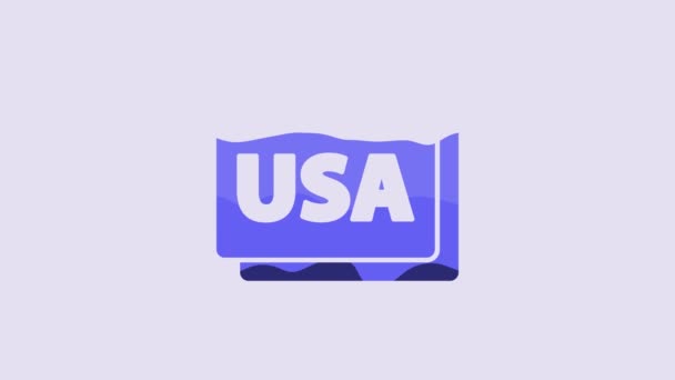 Соединённые Штаты Америки Иконке Браузера Изолированы Фиолетовом Фоне Видеографическая Анимация — стоковое видео