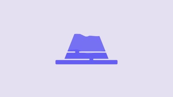 Blue Man Hat Ribbon Icon Isolated Purple Background Video Motion — Stock videók