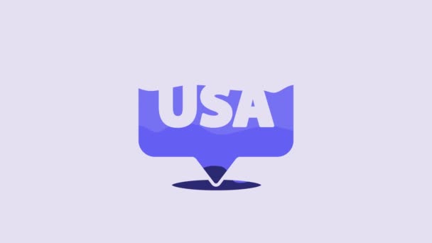 Синий День Независимости Сша Икона Изолированы Фиолетовом Фоне Июля Страна — стоковое видео