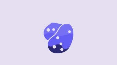 Blue Potato icon isolated on purple background. 4K Video motion graphic animation.