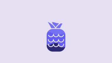 Blue Pineapple tropical fruit icon isolated on purple background. 4K Video motion graphic animation.