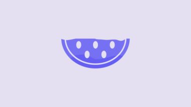 Blue Watermelon icon isolated on purple background. 4K Video motion graphic animation.