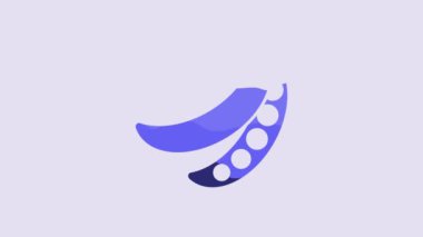 Blue Green peas icon isolated on purple background. 4K Video motion graphic animation.