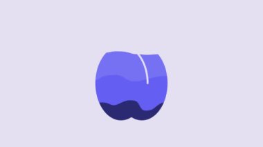 Blue Plum fruit icon isolated on purple background. 4K Video motion graphic animation.
