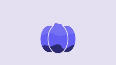 Blue Garlic icon isolated on purple background. 4K Video motion graphic animation.