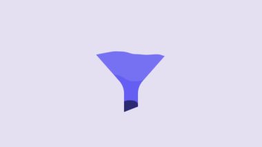 Blue Funnel or filter icon isolated on purple background. 4K Video motion graphic animation.