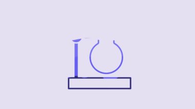 Blue Glass test tube flask on stand icon isolated on purple background. Laboratory equipment. 4K Video motion graphic animation.