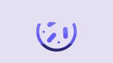 Blue Petri dish with bacteria icon isolated on purple background. 4K Video motion graphic animation.