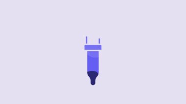 Blue Pipette icon isolated on purple background. Element of medical, chemistry lab equipment. Medicine symbol. 4K Video motion graphic animation.