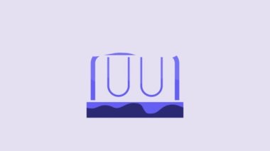 Blue Test tube and flask chemical laboratory test icon isolated on purple background. Laboratory glassware sign. 4K Video motion graphic animation.