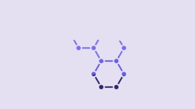 Blue Chemical formula icon isolated on purple background. Abstract hexagon for innovation medicine, health, research and science. 4K Video motion graphic animation.