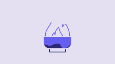 Blue Alcohol or spirit burner icon isolated on purple background. Chemical equipment. 4K Video motion graphic animation.