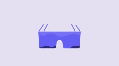 Blue Safety goggle glasses icon isolated on purple background. 4K Video motion graphic animation.