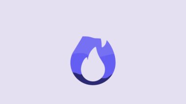 Blue Fire flame icon isolated on purple background. 4K Video motion graphic animation.