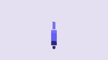 Blue Firefighter axe icon isolated on purple background. Fire axe. 4K Video motion graphic animation.