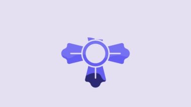 Blue Firefighter icon isolated on purple background. 4K Video motion graphic animation.