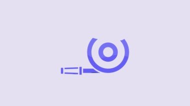 Blue Fire hose reel icon isolated on purple background. 4K Video motion graphic animation.