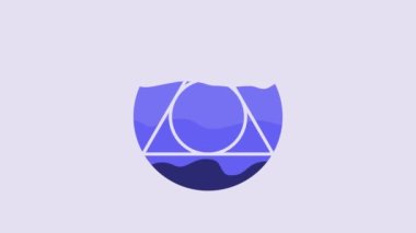 Blue Triangle math icon isolated on purple background. 4K Video motion graphic animation.