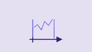 Blue Graph, schedule, chart, diagram, infographic, pie graph icon isolated on purple background. 4K Video motion graphic animation.
