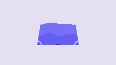 Blue Acute trapezoid shape icon isolated on purple background. 4K Video motion graphic animation.