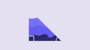 Blue Triangle math icon isolated on purple background. 4K Video motion graphic animation.