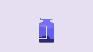Blue Eye drop bottle icon isolated on purple background. 4K Video motion graphic animation.