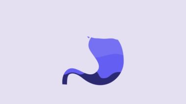 Blue Human stomach icon isolated on purple background. 4K Video motion graphic animation.