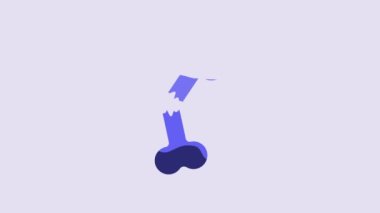 Blue Human broken bone icon isolated on purple background. 4K Video motion graphic animation.