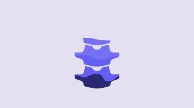 Blue Human spine icon isolated on purple background. 4K Video motion graphic animation.