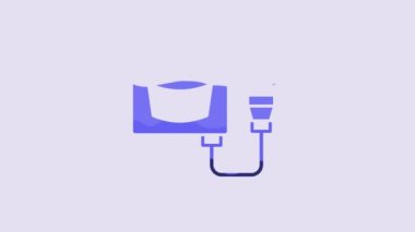 Blue Ultrasound icon isolated on purple background. Medical equipment. 4K Video motion graphic animation.