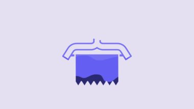 Blue Hanger wardrobe icon isolated on purple background. Clean towel sign. Cloakroom icon. Clothes service symbol. Laundry hanger. 4K Video motion graphic animation.