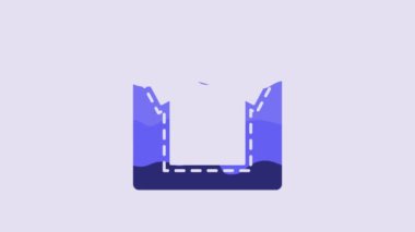 Blue Sewing pattern icon isolated on purple background. Markings for sewing. 4K Video motion graphic animation.