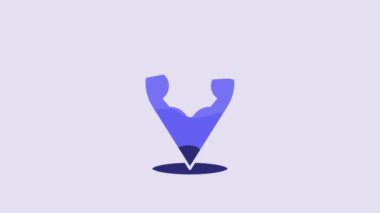 Blue Leather icon isolated on purple background. 4K Video motion graphic animation.
